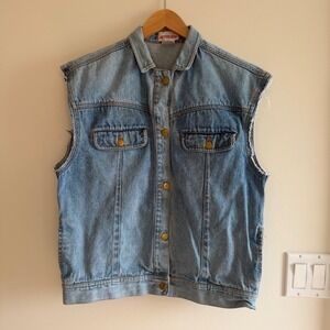 Attitude Eaton Vintage Denim Vest Light Wash Blue Medium 92001 Trucker Jacket